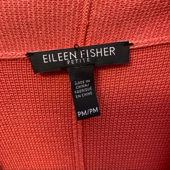 Eileen Fisher coral cardigan Women’s Silk Organic Cotton Blend Open Sweater - Picture 5 of 5